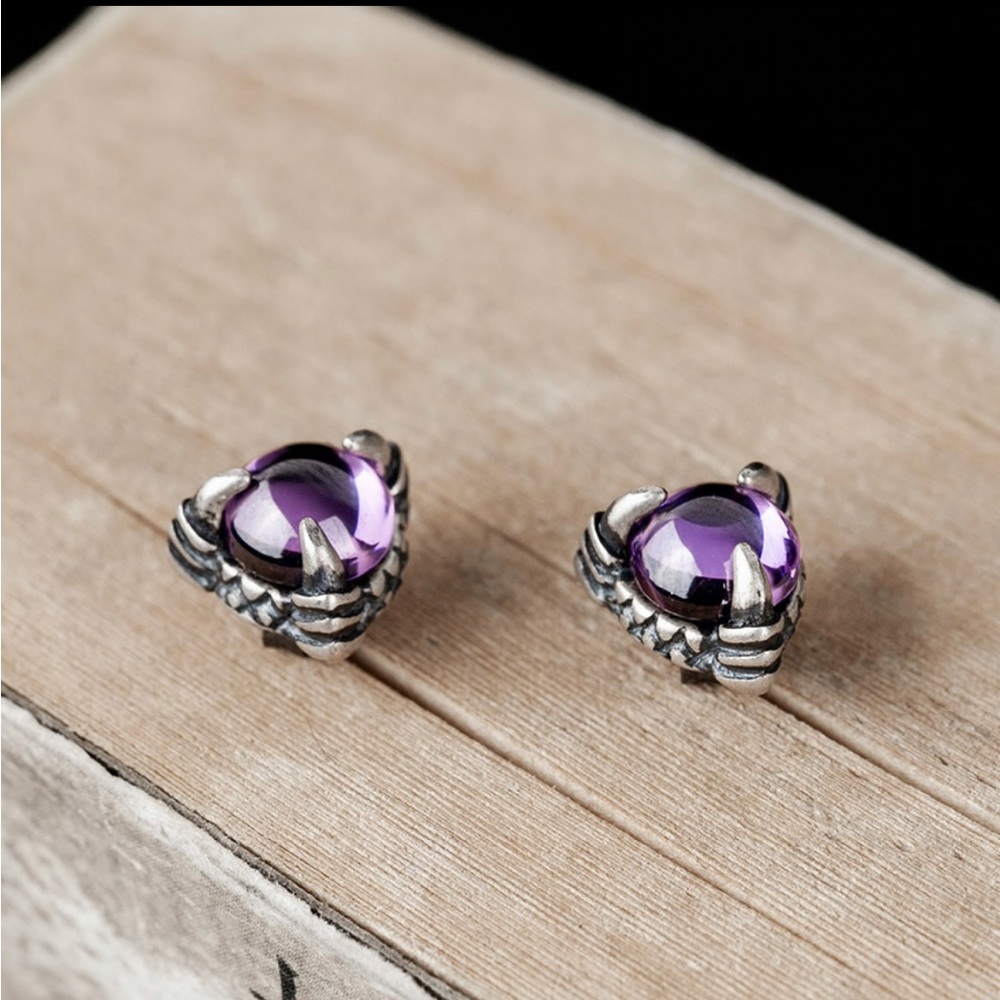 Halloween Sterling Silver S925 Dragon Claw Earrings Ear Studs